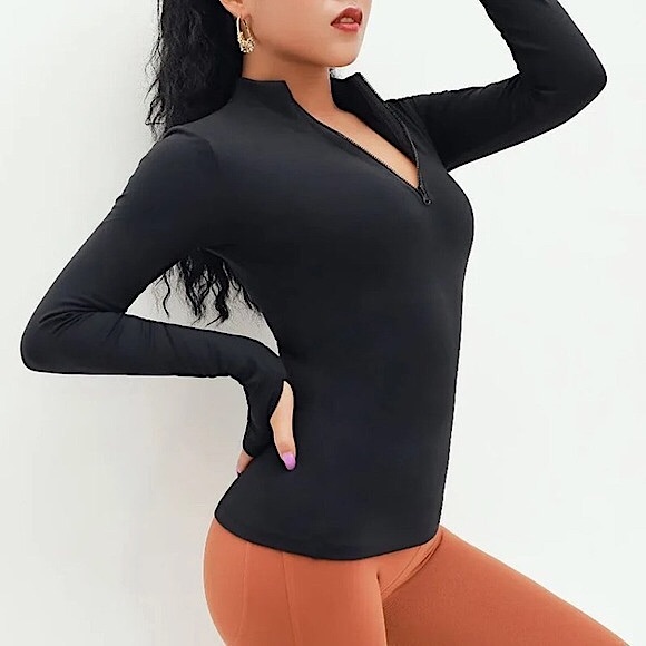 Black long sleeve zip up - Picture 2 of 10